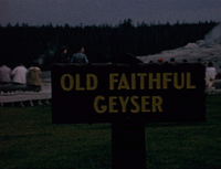 Old Faithful Geyser and Sign