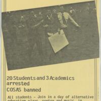 Day of Protest: 20 Students and 3 Academics Arrested, COSAS (Congress of South African Studens) Banned.