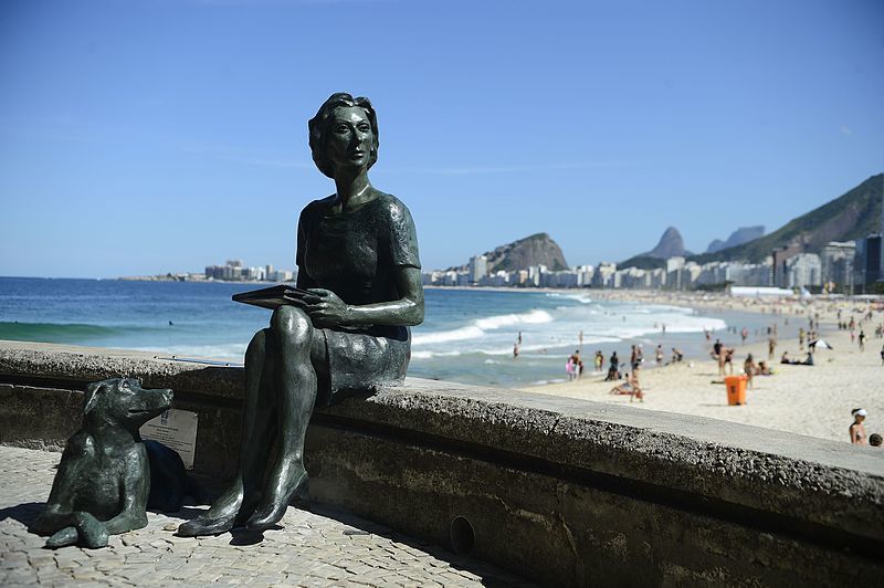 Statue: Clarice Lispector with her dog Ulisses