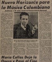 Newspaper article: "Nuevo horizonte para la música Colombiana"