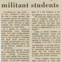 "Folz Recommends IU Officials Expel Militant Students"