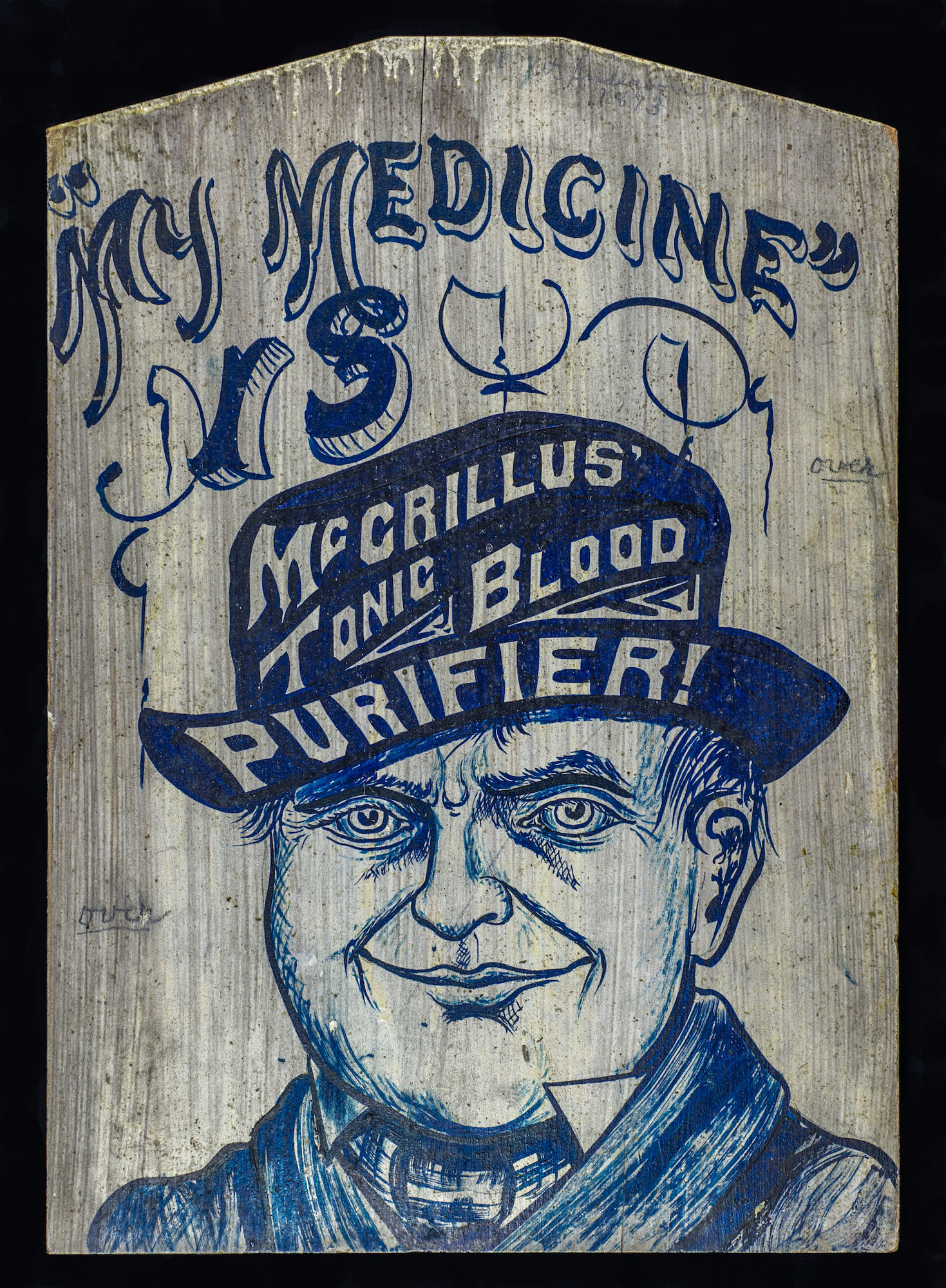 My Medicine Is McCrillus’ Tonic Blood Purifier. Oil onwood, 1872.