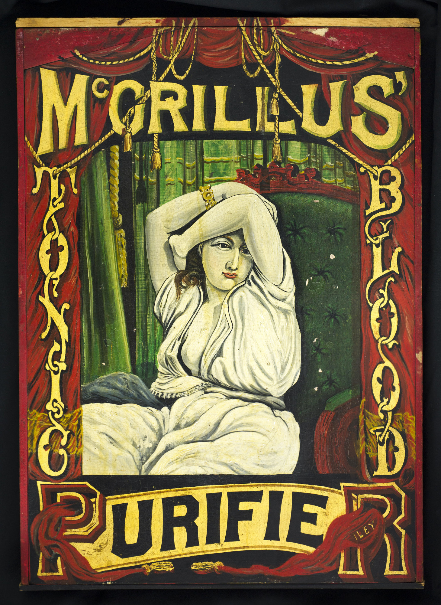 McCrillus’Tonic Blood Purifier. Oil on wood, 1872.