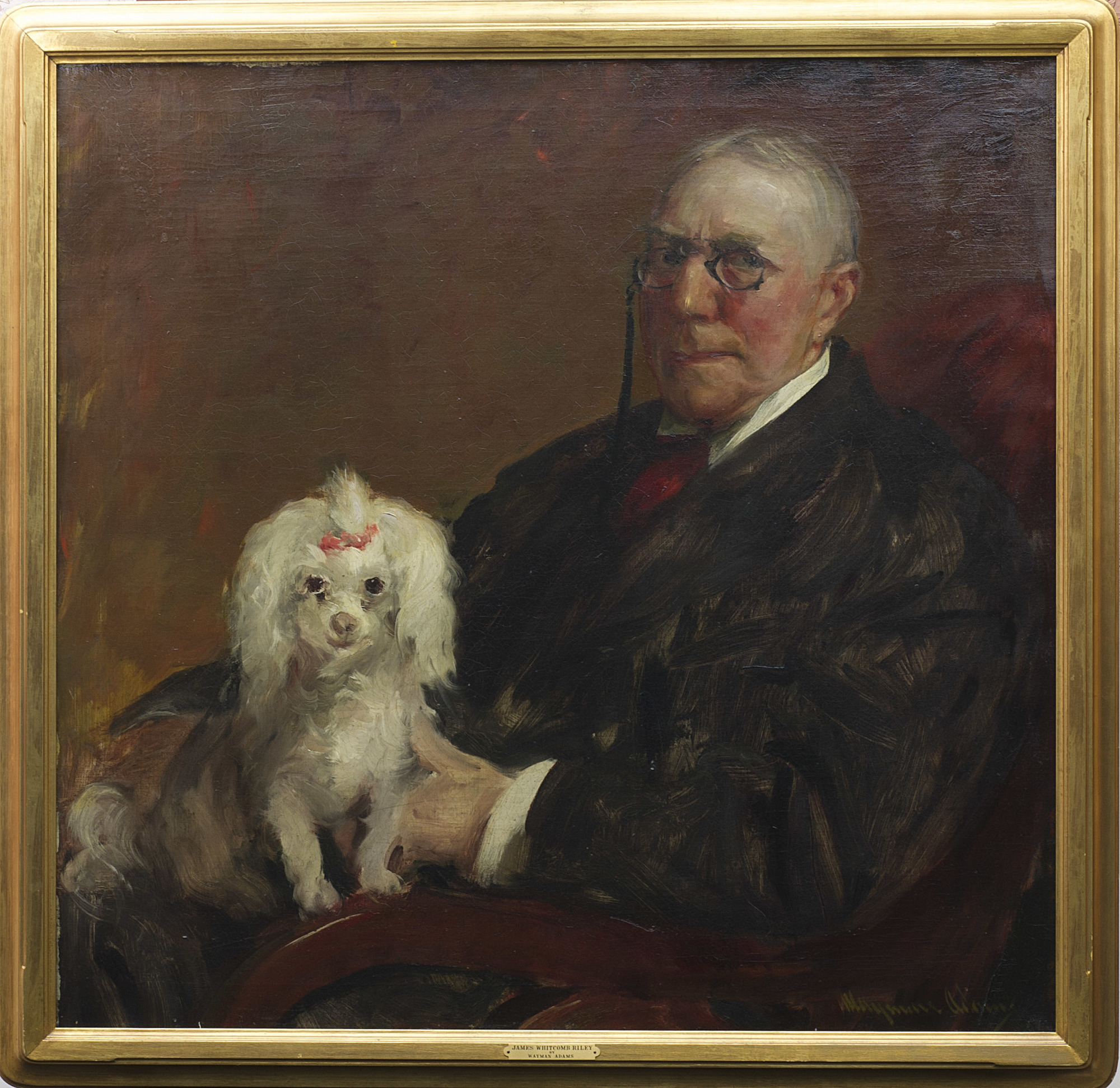 James Whitcomb Riley, with dog Lockerbie.  
