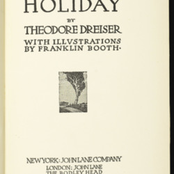 Theodore Dreiser.  A Hoosier Holiday. New York  John Lane, 1916. 02.jpg