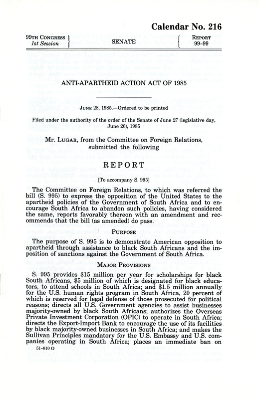 Anti-Apartheid Action Act of 1985