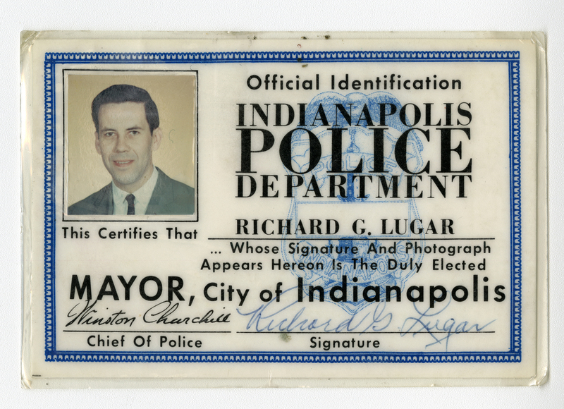 Richard G. Lugar, Mayor of Indianapolis Identification Card