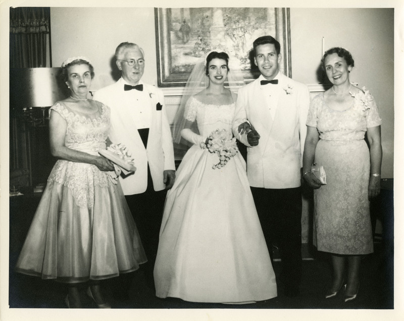 Wedding Photo of Charlene and Richard Lugar with Charlene's Parents and Richard's Mother