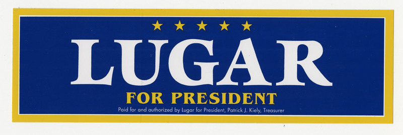 Lugar for President bumper sticker