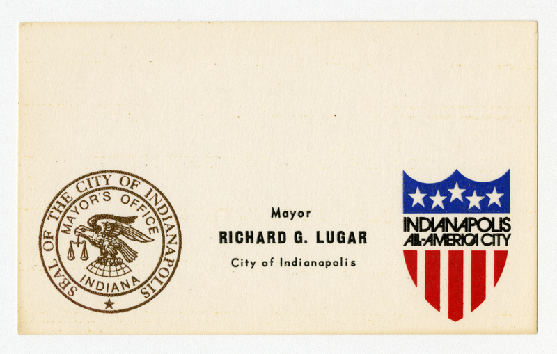 Richard G. Lugar, Mayor of Indianapolis Business Card