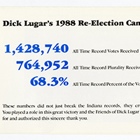 Thank You Card for Dick Lugar&#039;s 1988 Re-Election Campaign