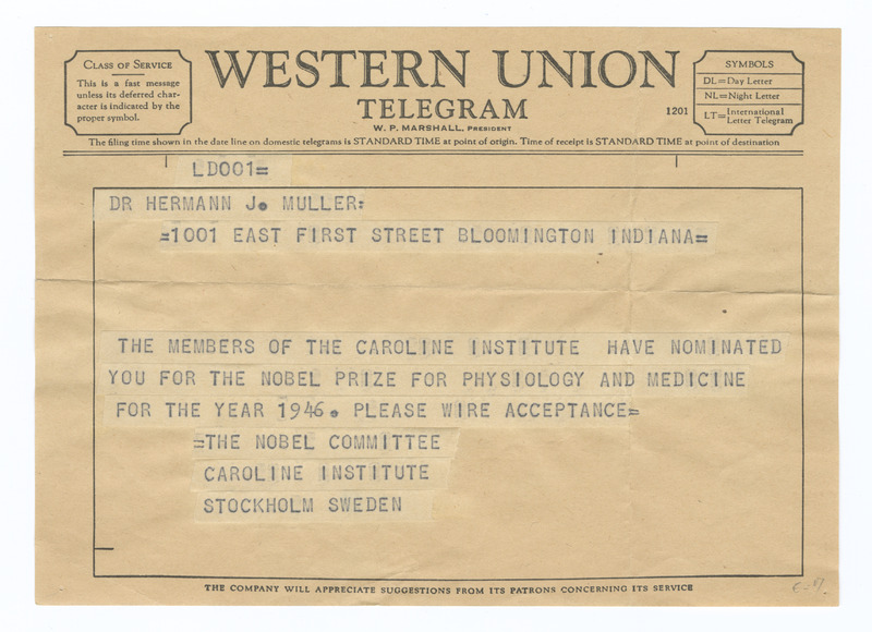 Nobel Prize telegram