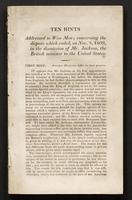 Ten hints addressed to wise men; concerning the dispute which ended, on Nov. 8, 1809, in the dismission of Mr. Jackson, the British minister to the United States.