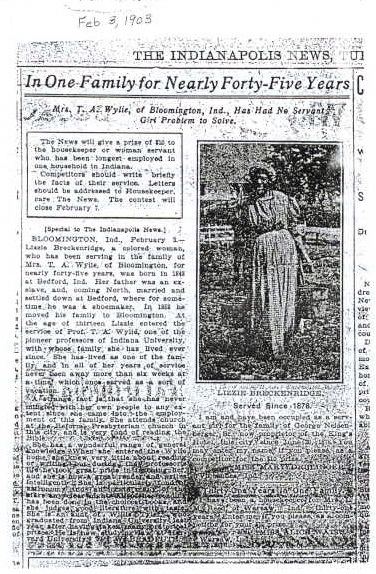 Lizzie Breckinridge in the Indianapolis News, 1903.