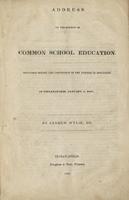 "Address on the Subject of Common School Education"